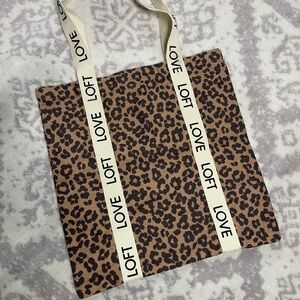 Loft LOVE Leopard Print Canvas Tote Bag